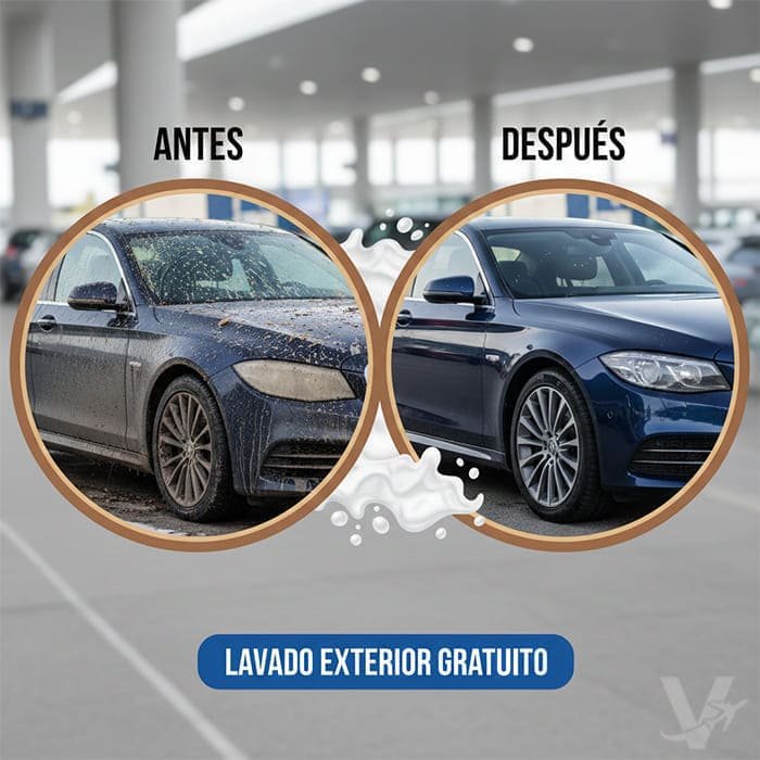 Coche reluciente tras el servicio de lavado de Valet Barajas, especialistas en custodia de veh&iacute;culos en Barajas.